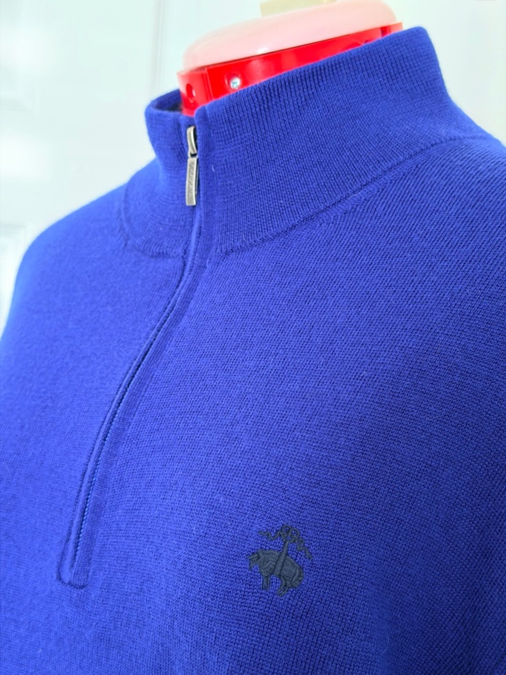 $198 NWOT NEW Brooks Brothers Merino Wool Quarter-Zip Sweater Royal Blue Men’s L